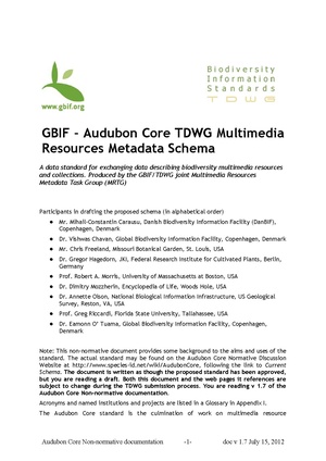 Audubon Core NonNormative Document