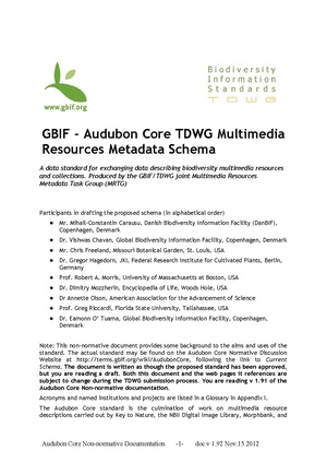 Audubon Core NonNormative Document