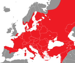 Verbreitung des Neuntöters in Europa - Alice Chodura (CC-BY-SA-3.0)