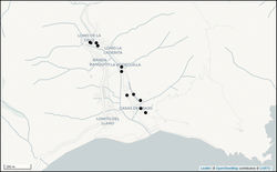 Figure 8. Distribution of recently discovered populations of Abutilon albidum in Igueste de San Andrés in Tenerife, Canary Islands, Spain.