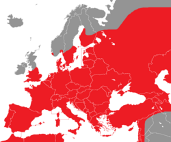 Verbreitung der Rohrweihe in Europa - Alice Chodura (CC-BY-SA-3.0)