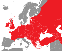 Verbreitung der Saatkrähe in Europa - Alice Chodura (CC-BY-SA-3.0)