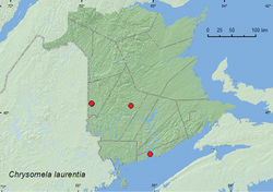 Map 6. Collection localities in New Brunswick, Canada of Chrysomela laurentia.