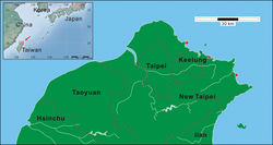 Figure 3. Map showing the collection localities (red symbols) for the Clariger taiwanensis sp. n. examined in this study in the coastal area of northern Taiwan. The red triangle shows the collection site of holotype.