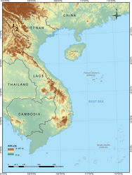 Figure 5. Map showing the type locality of Gracixalus truongi sp. nov. in Dien Bien Province (1) and the locality in Son La Province (2), Vietnam, where some of the paratypes were found.