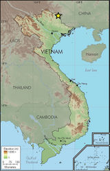 Figure 7. Map showing the type locality of Lycodon pictus sp. nov. in Cao Bang Province.